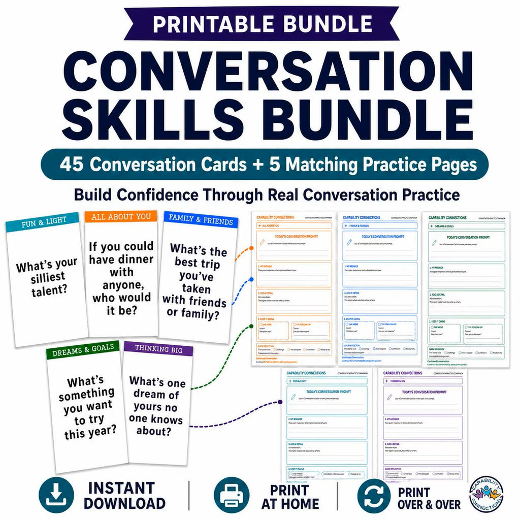 Conversation & Social Scenario Cards Bundle for Teens and Adults