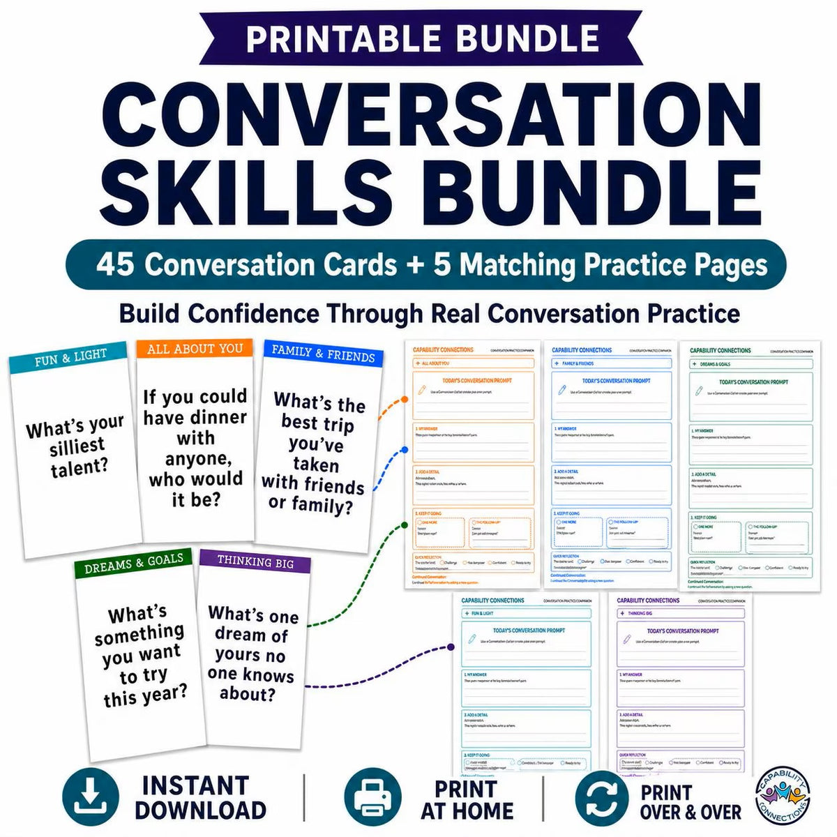 Conversation & Social Scenario Cards Bundle for Teens and Adults