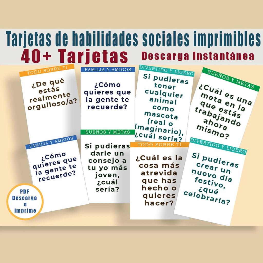 Spanish Social Skills Flash Cards: 40+ Conversation Starters