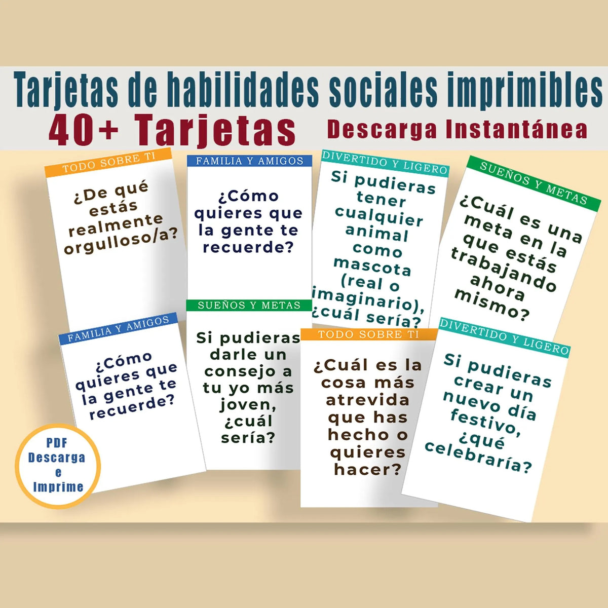 Spanish Social Skills Flash Cards: 40+ Conversation Starters