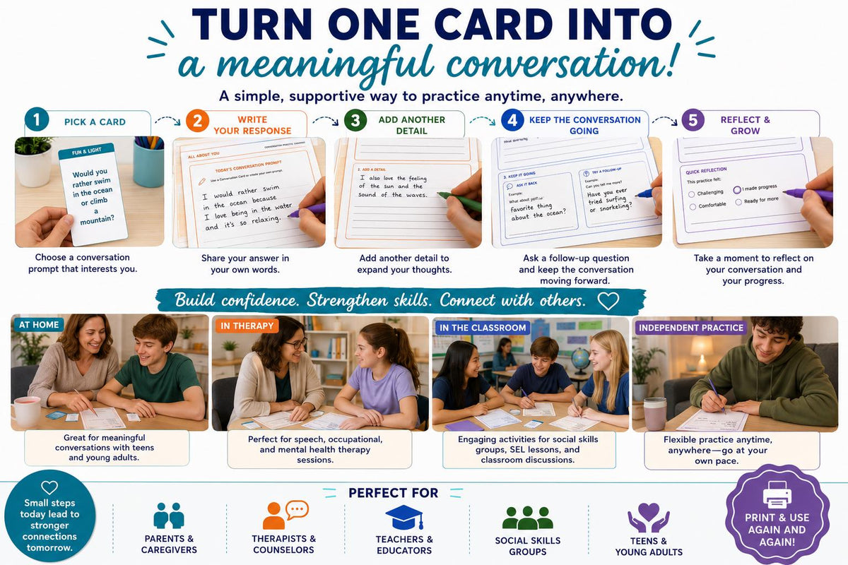 Conversation & Social Scenario Cards Bundle for Teens and Adults