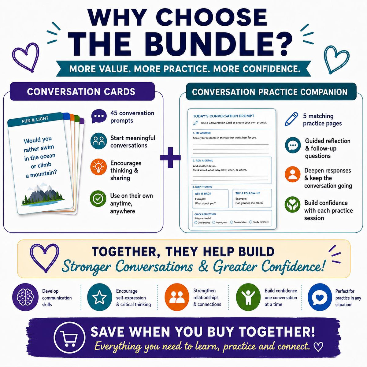 Conversation & Social Scenario Cards Bundle for Teens and Adults