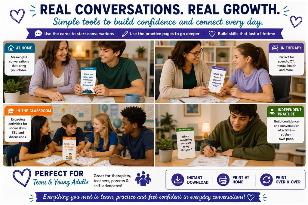 Conversation & Social Scenario Cards Bundle for Teens and Adults