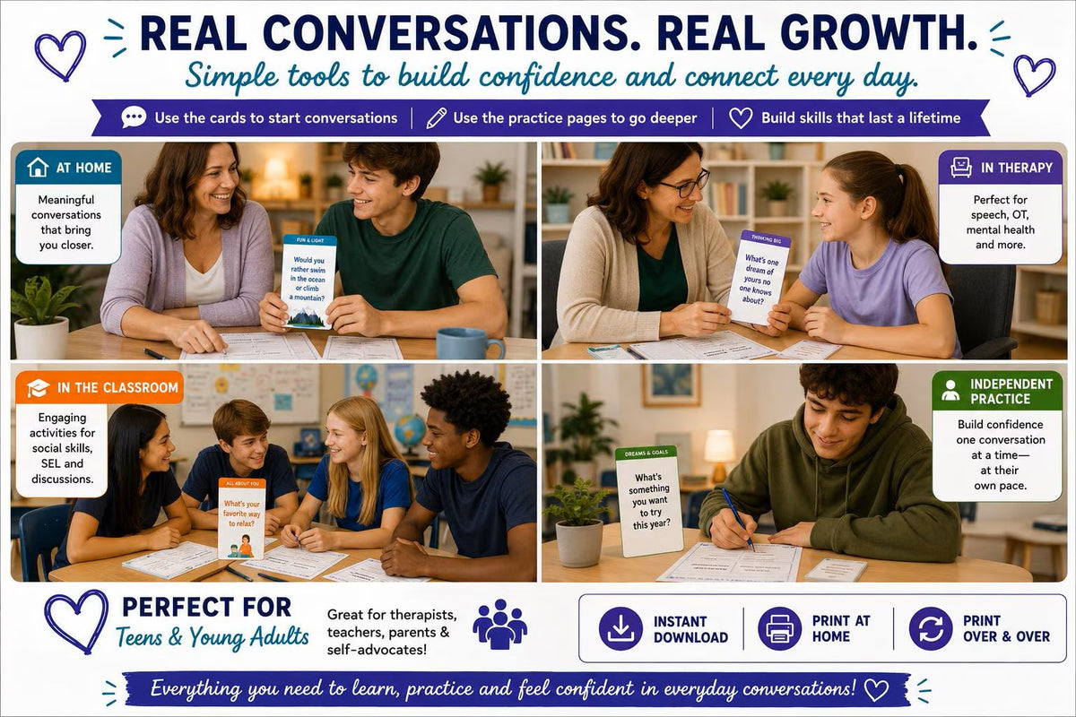 Conversation & Social Scenario Cards Bundle for Teens and Adults