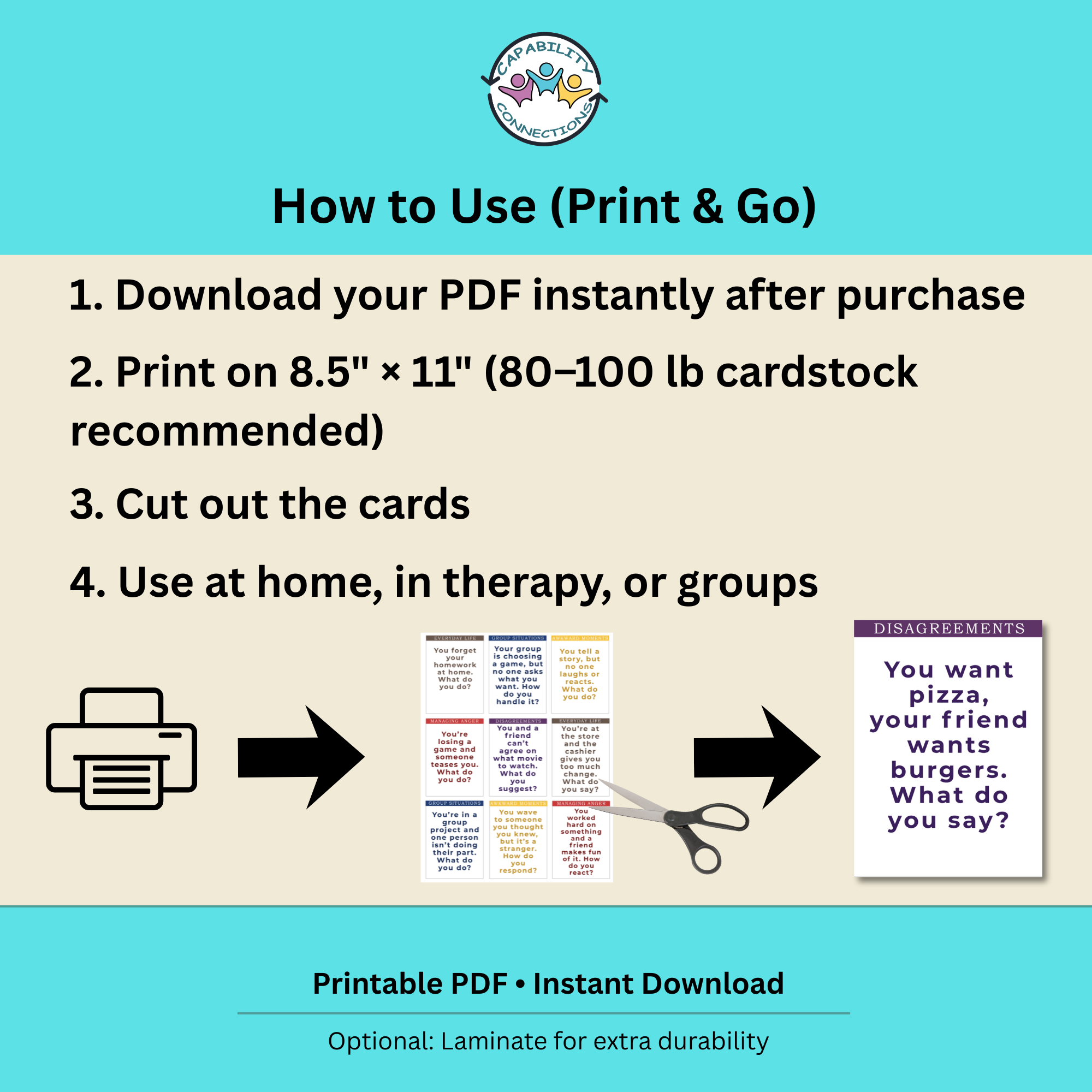 Social Scenario Cards for Teens & Adults (PDF) – Communication Skills and Response Guide