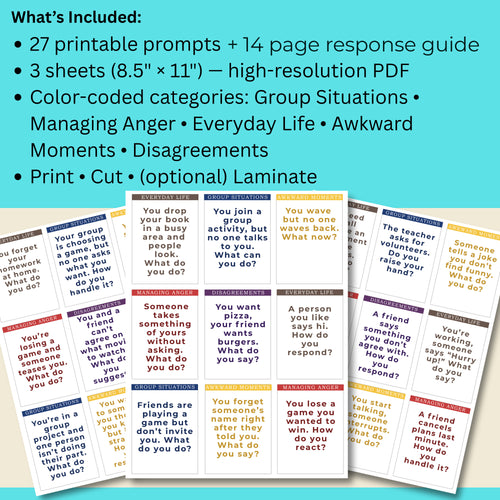 Social Scenario Cards for Teens & Adults (PDF) – Communication Skills and Response Guide