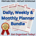Daily, Weekly & Monthly Planner Bundle (PDF)