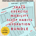 Exercise, Sleep & Hydration Tracker Bundle | Wellness Planner (PDF)