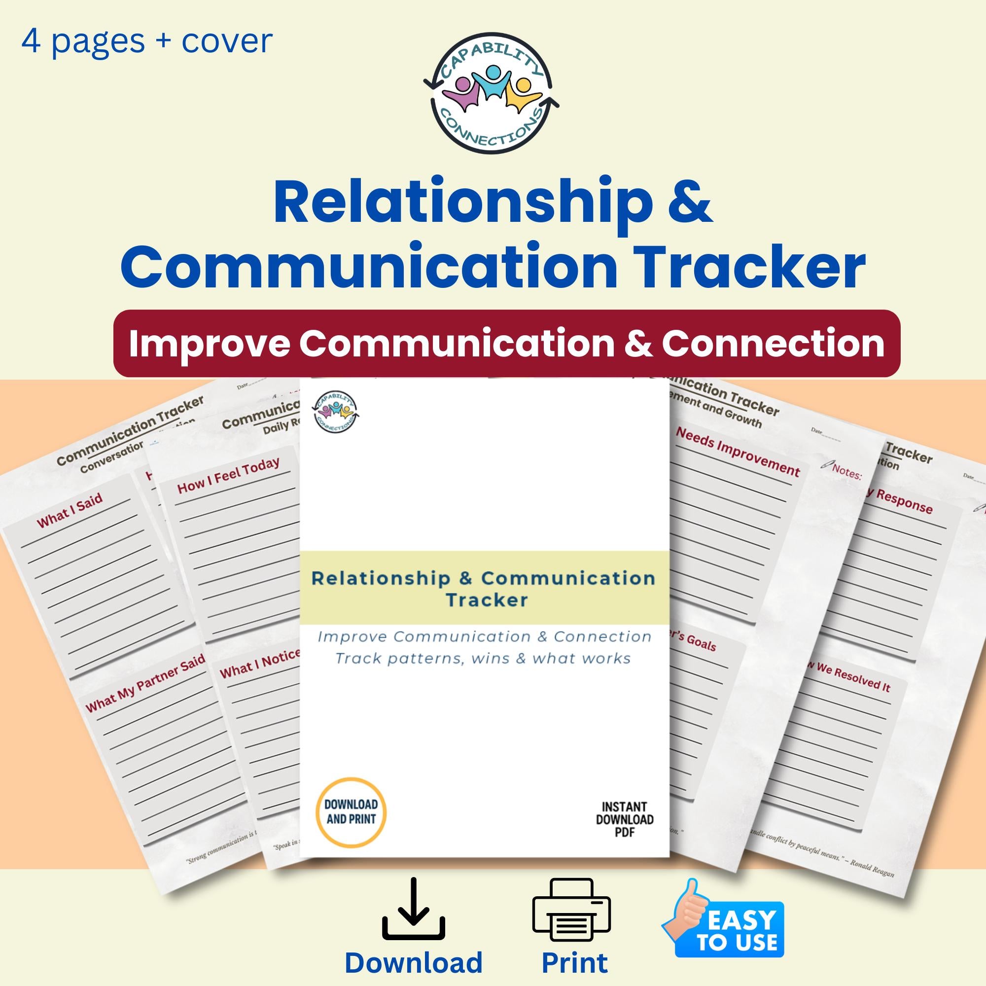 Relationship Communication Tracker | Couples Journal (PDF)